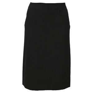 Alaïa Midi High-Waisted Back Lace Tie Detail Skirt in Black Cotton Wool